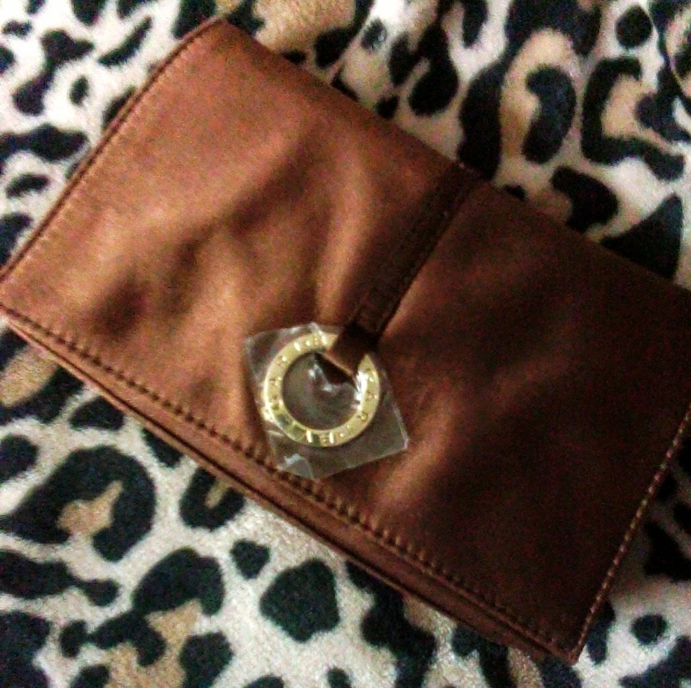NEW* BULGARI CLUTCH Brown & Gold